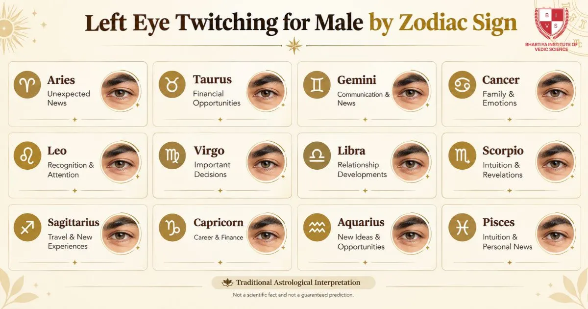 Left Eye Twitching for Male by Zodiac Sign